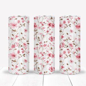 Pink Flowers 20oz Tumbler, Gifts For Her, Romantic, Birthday, Christmas